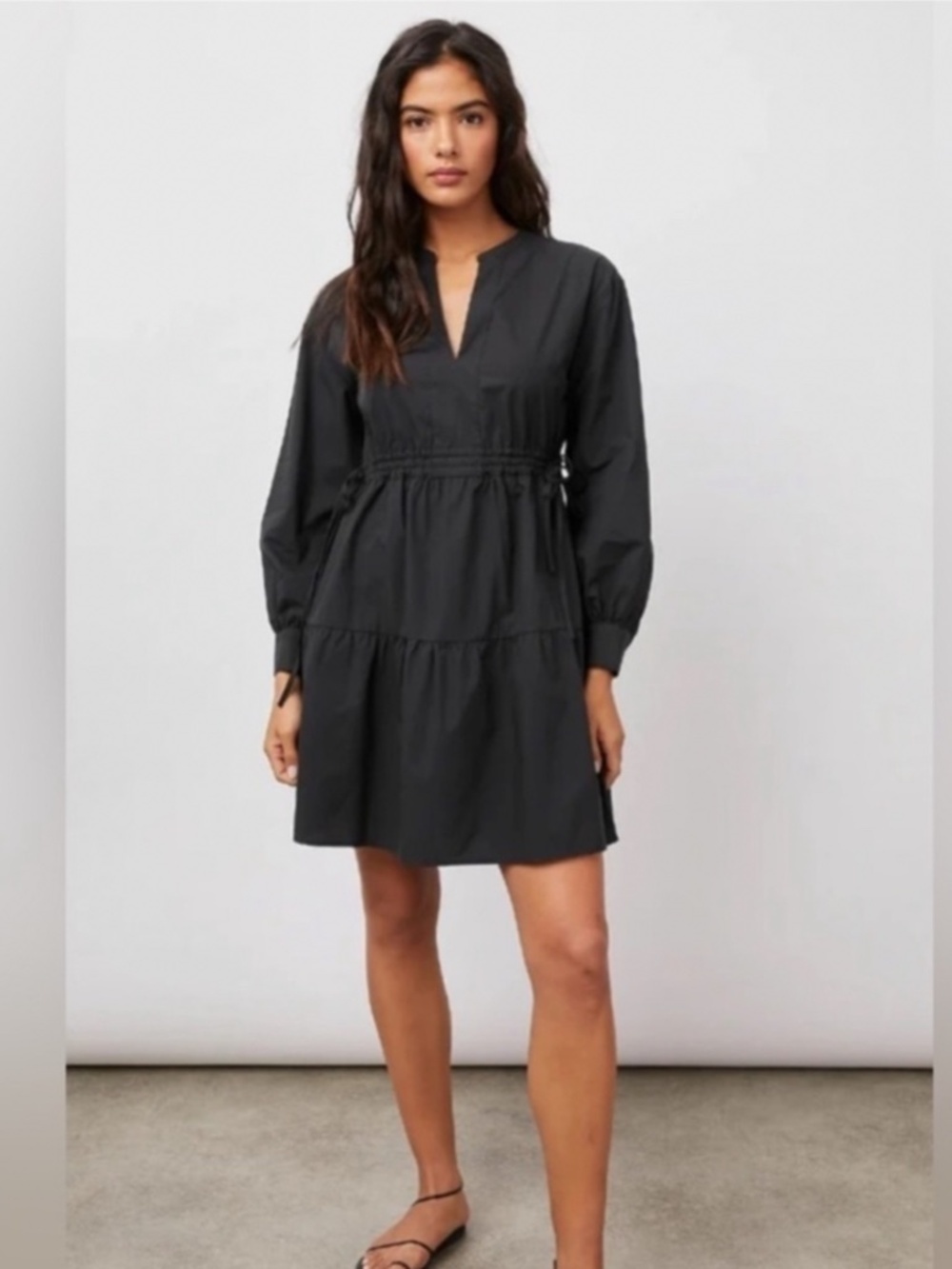 Rails REVOLVE "Ivy" tiered black long sleeve dress size S